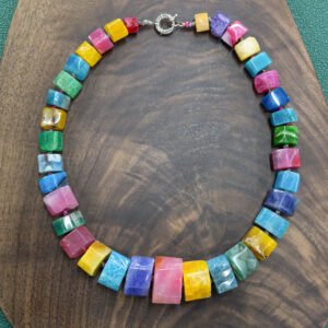 Mix Color Agate Cutting Necklace
